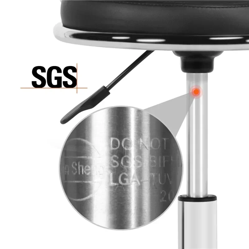 Adjustable Mid-back Salon Stool with Wheels for Manicure Massage Spa, Black Bar Stools for Kitchen