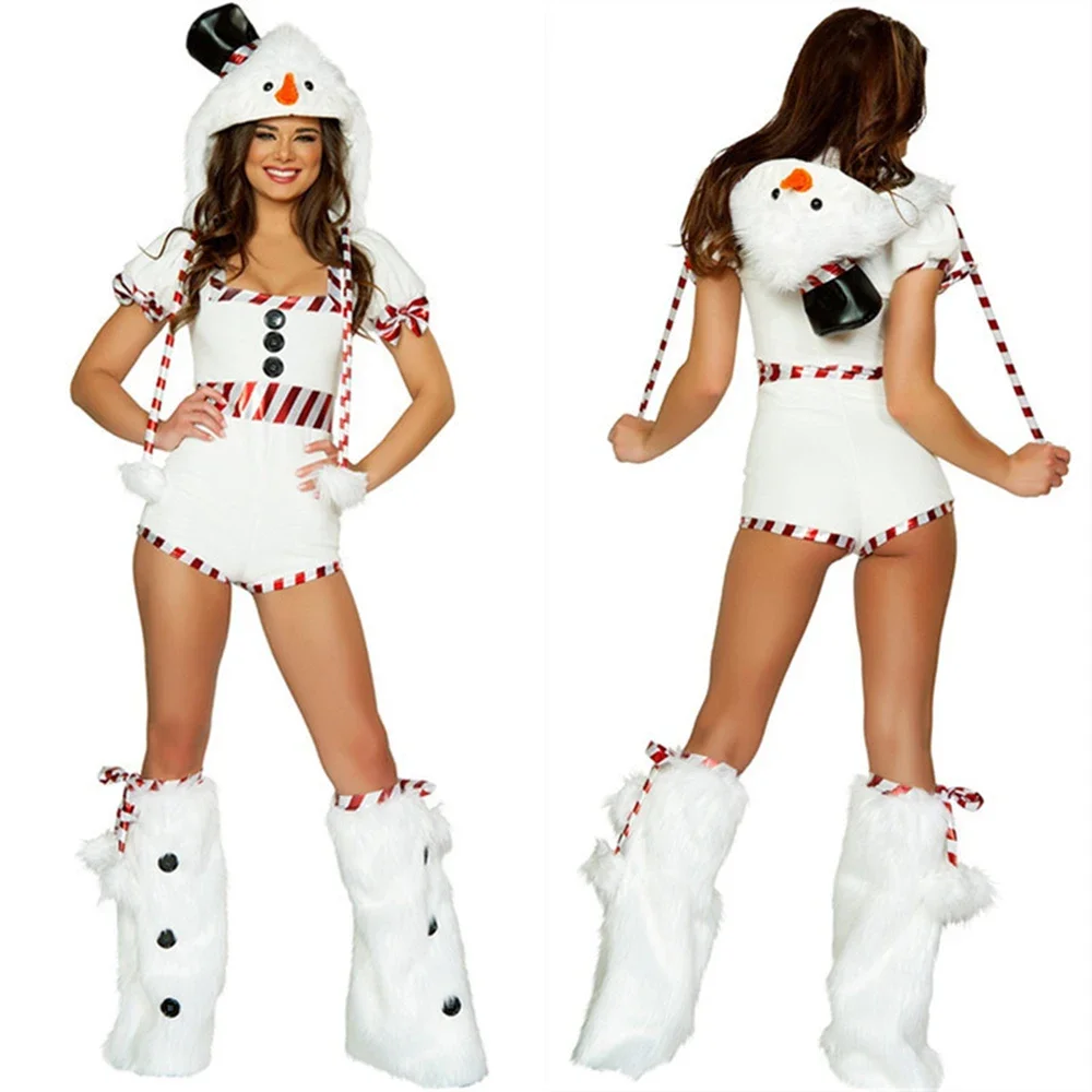 Women's Christmas Costume Bunny Snowman Penguin Cute Suit Uniform Plush Dress New Year Christmas Fancy Dress Party Dress