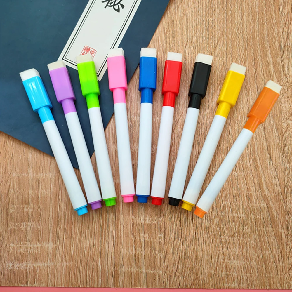 1pc Whiteboard Marker Creative Water-Based Erasable Marker with Brush Student Stationery Teaching Utensils