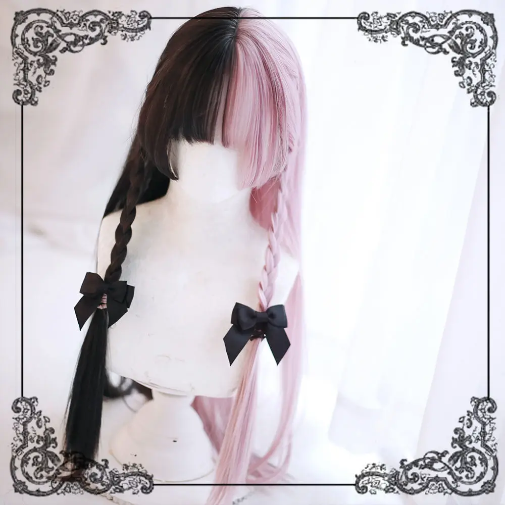 Realistic Human Hair Wig - Lolita Cosplay Wigs for Women/Men, Double Color Long Hair Dangmei Style  Anime Character Party Wig