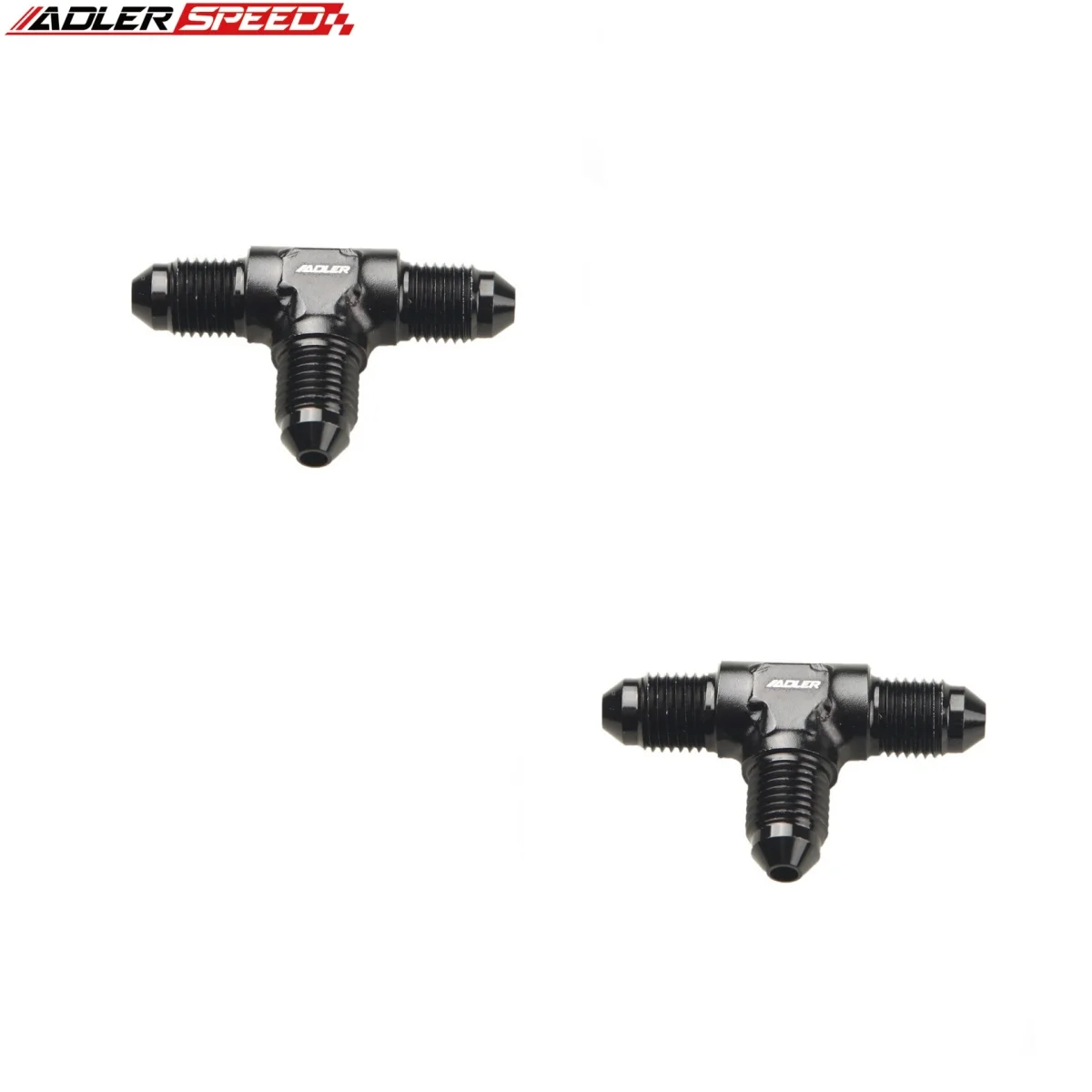 2PCS Brand New AN3 AN-3 Male Flare Union Tee T-Piece Fitting Adapter Aluminum Black/Blue