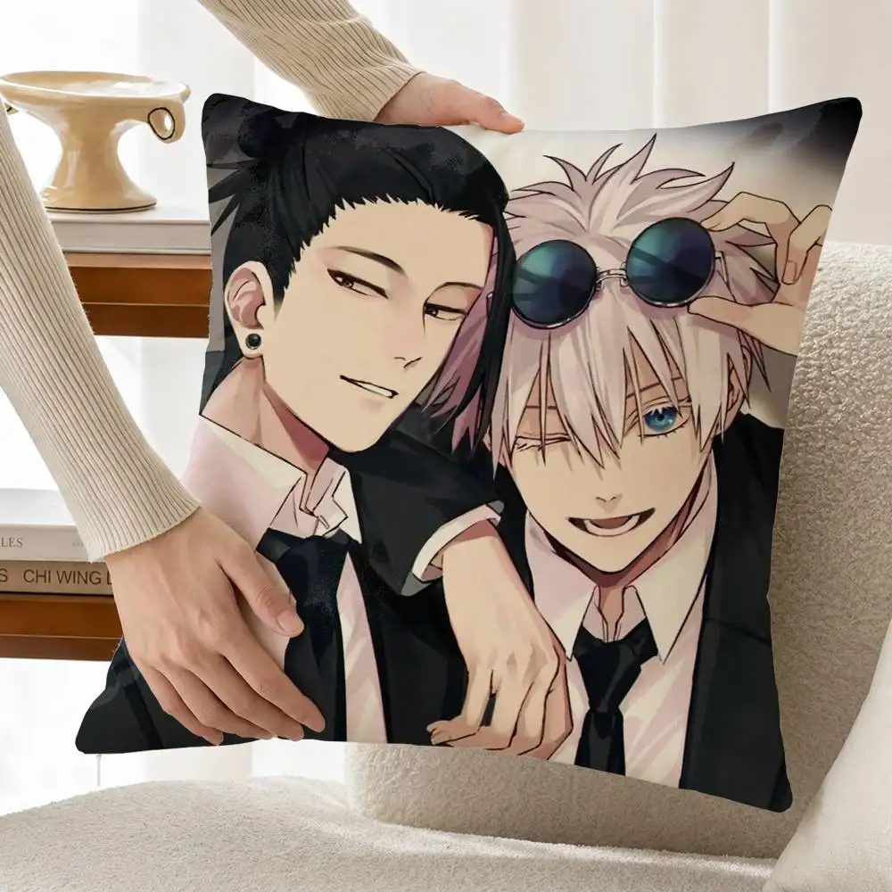 G-Geto Suguru G-Gojo J-Jujutsu Kaisen Customizable Square Pillow case Double Sided Print Sofa Bedroom Decor Cushion Cover