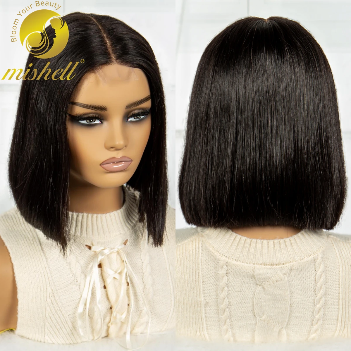 

10-12 Inch Brazilian Remy Human Hair Wigs 180% Density Short Straight Bob Wigs Transparent 2x6 Lace Frontal Wigs for Black Women