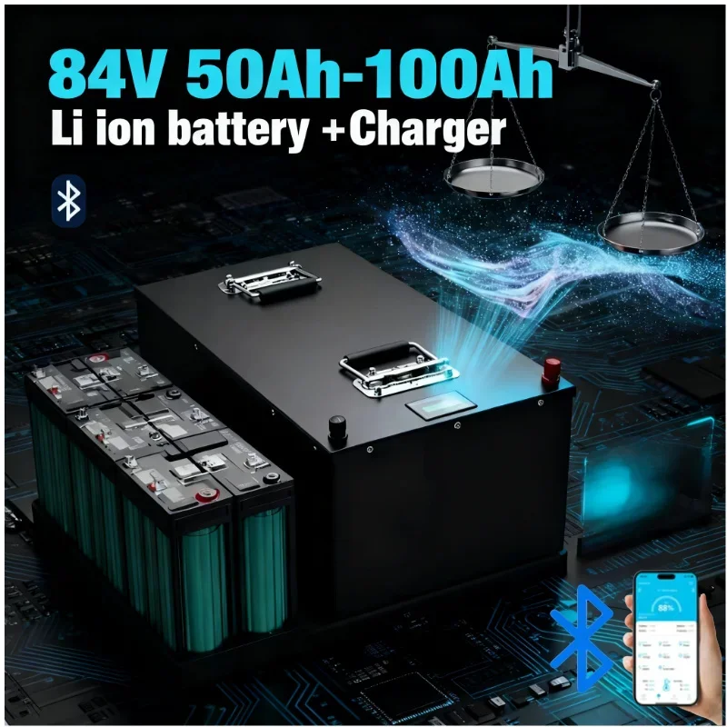 

84V【50Ah-100Ah】Lithium Ion Battery with Bluetooth BMS 23S - High-Power Solution for 2KW-8KW Two Wheeler, Four Wheeler, Mini Ca