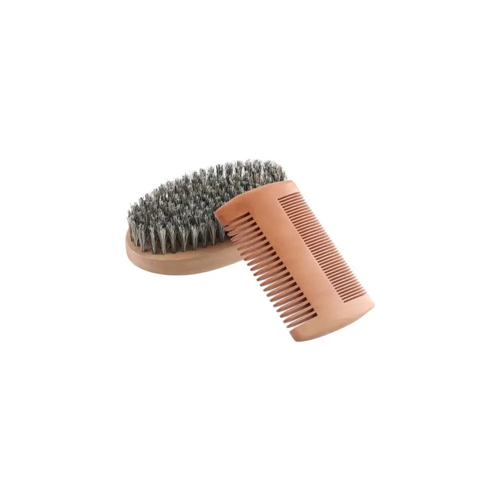 2/3pcs Boar Bristle Men Mustache Comb Kit Wood Professional Beard Brush and Comb Set Soft Anti-Static