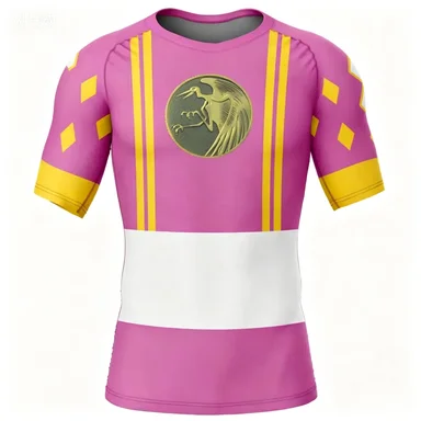 Summer Team Badge Series Pink Yellow Dual Color High Elasticity Anti Wear Iron Running Training Short Sleeve