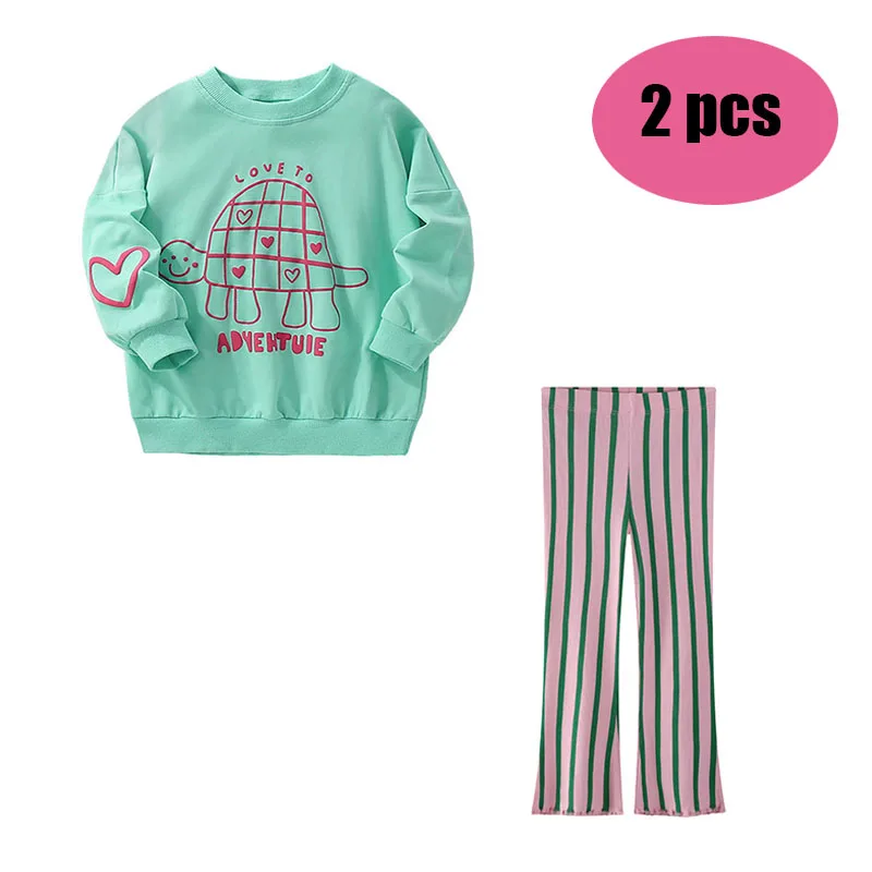 

3-7T Girls 2Pcs Clothing Sets Kids Suits Sweatshirts And Leggings Turtle Printed Fashion Baby Costume Autumn Outfits