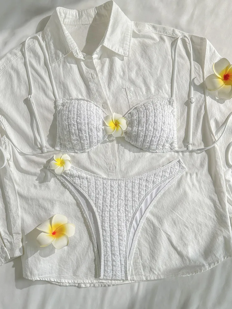 

New 2026 Women Solid Color Sexy Sunflower Bikini Set Female Summer Beach Vacation Two-piece Swimsuit