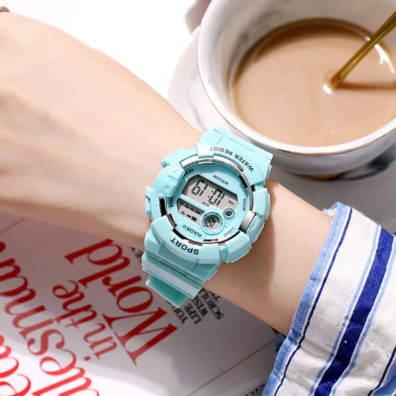 Reloj electrónico, calendario semanal despertador luz luminosa estudiante de secundaria unicornio ins macarrón reloj electrónico