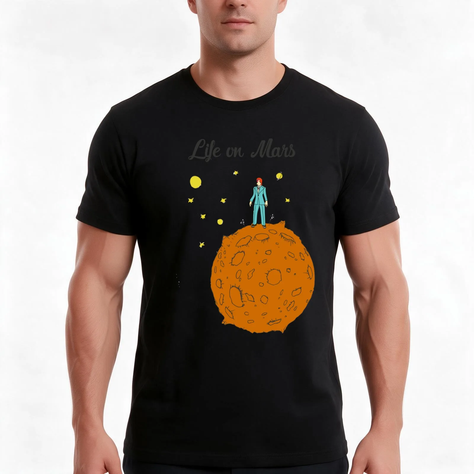 Life on Mars T-Shirt, Summer Casual Cotton Tee, Oversized Streetwear Tops, Vintage Graphic Print, Loose Fit Short Sleeve
