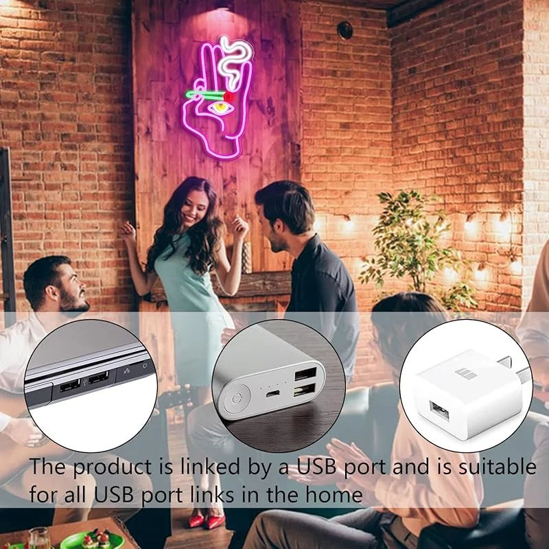 Letreros de neón de mal de ojo, luz LED de humo de cigarrillos, decoración de pared para dormitorio, habitación, hogar, Bar, Pub, cafetería, regalo de fiesta