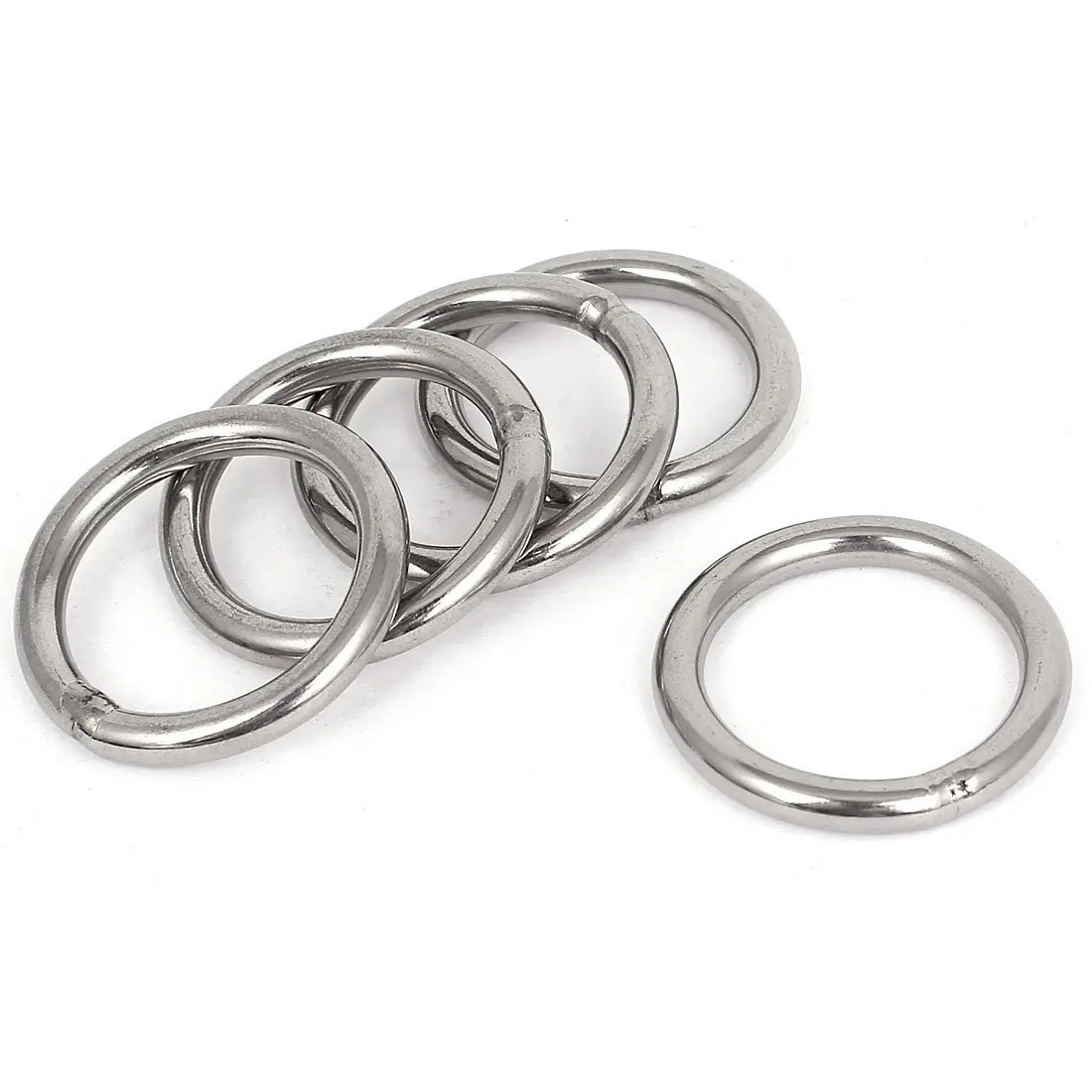 40mm x 5mm Stainless Steel Webbing Strapping Welded O Rings 5 Pcs