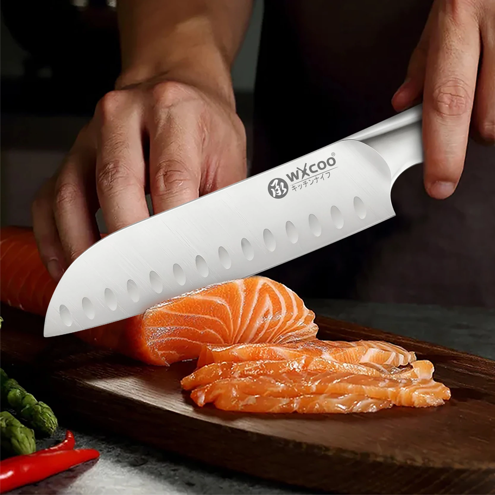 WXCOO Professional Japanese Knife Stainless Steel Sharp Kitchen Knives BBQ Cooking Food Scissor Knife for Meat Fruit Cutting