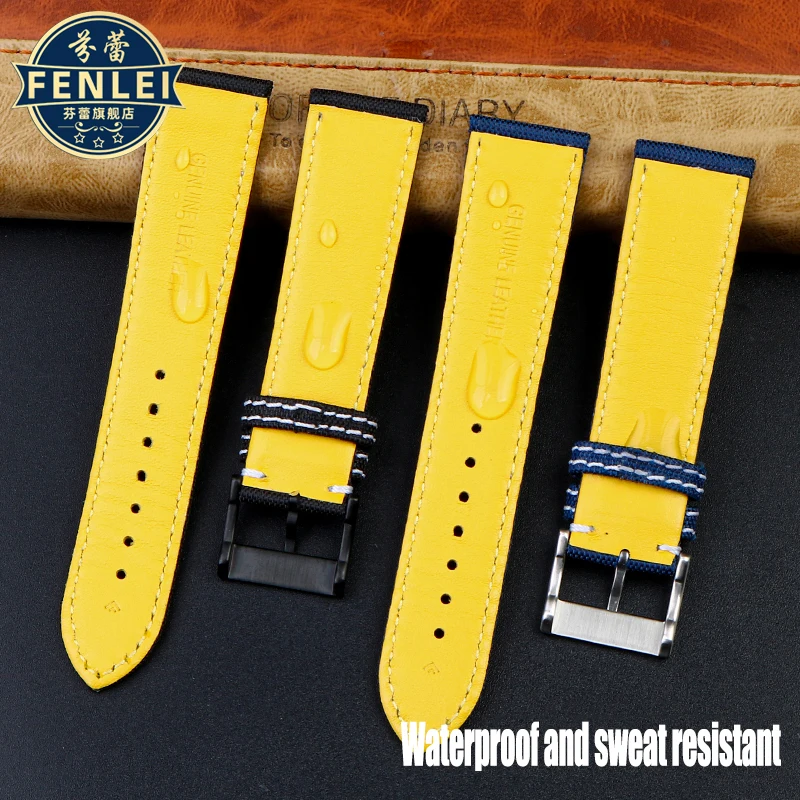 22mm dla Breitling Blackbird Scout mściciel nurkujący morska wilk nylonowy pasek do zegarka brezent Super seria Ocean skórzany pasek