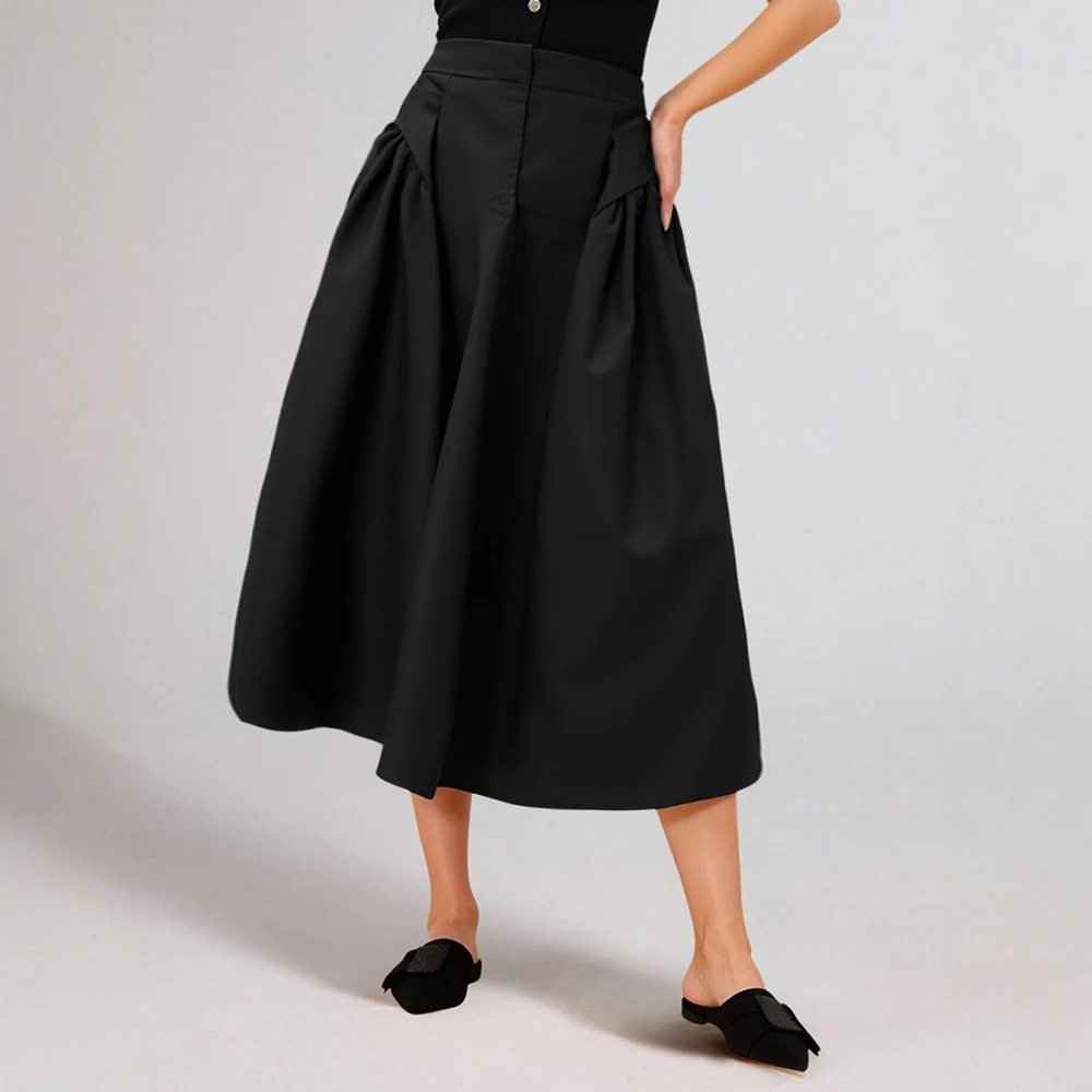 

Mia Muse Skirts Summer Elegant Fashion Korean 2025 Plain Casual A-Line Midi Party Skirts