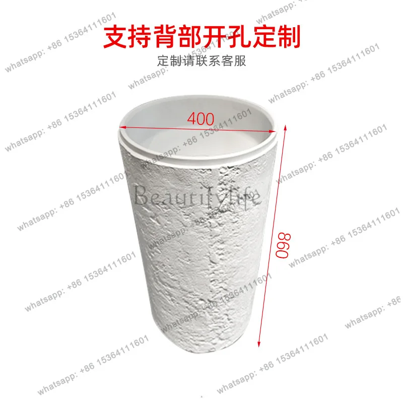 Artificial stone column basin integrated balcony bathroom small apartment creative column washbasin