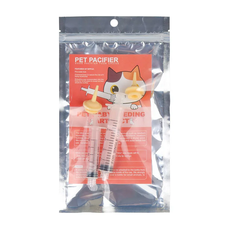 New pet feeding syringe for newborn puppies and kittens with graduated feeding nipple