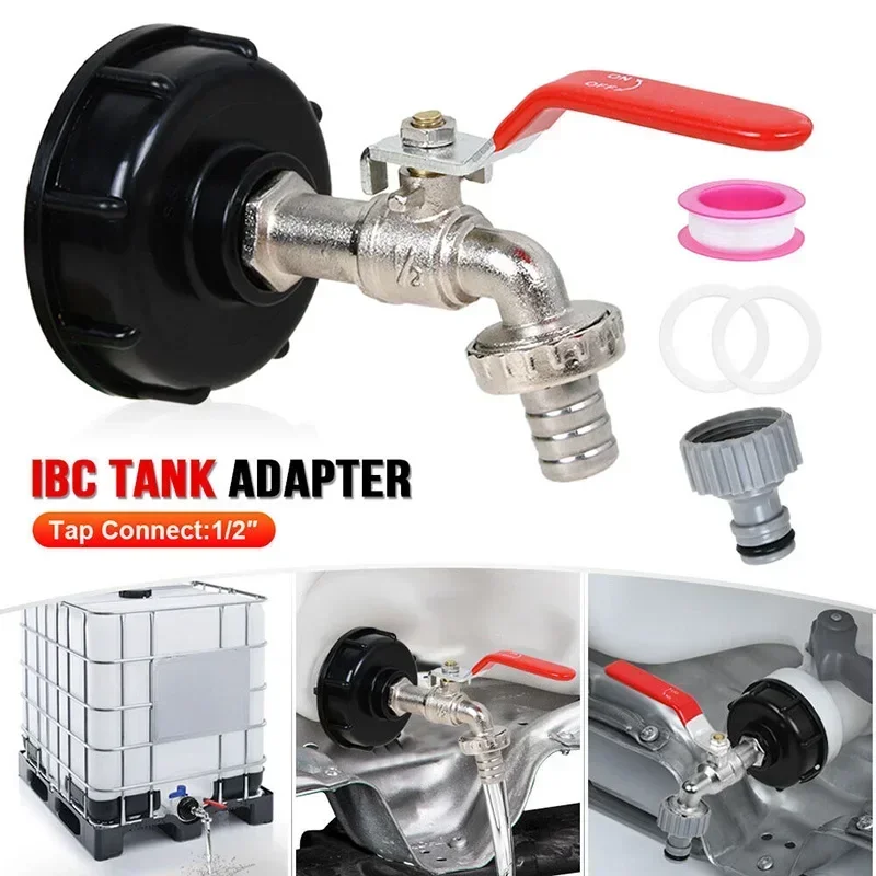 

IBC Water Tank Adapter Connector Household Faucet Accessories S60X6 Garden Hose Connector Replace Valve Fittings Brass Faucet