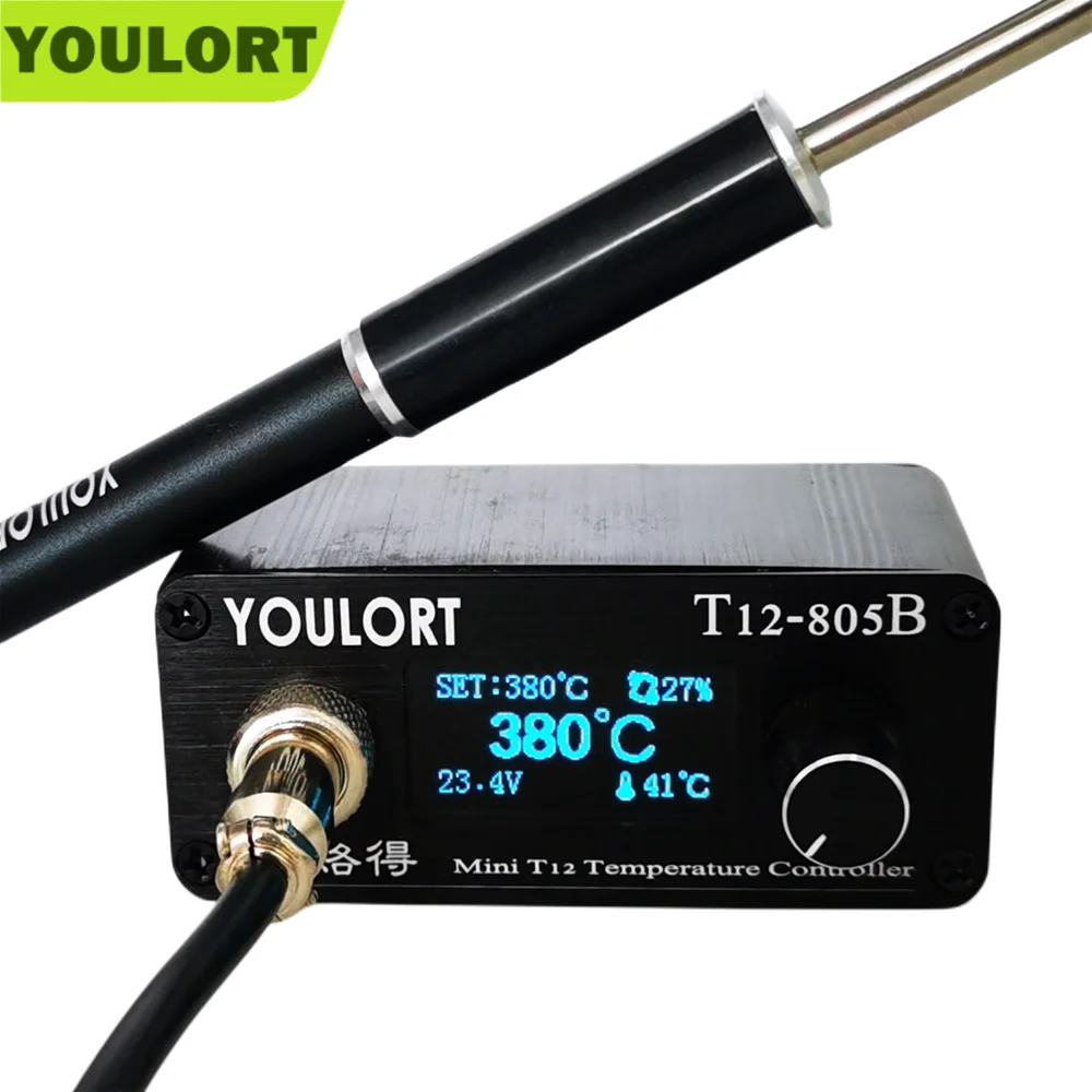 YOULORT Quick Heating T12 Mini soldering station electronic 1.3inch Digital controller with M8 metal handle iron tips no power