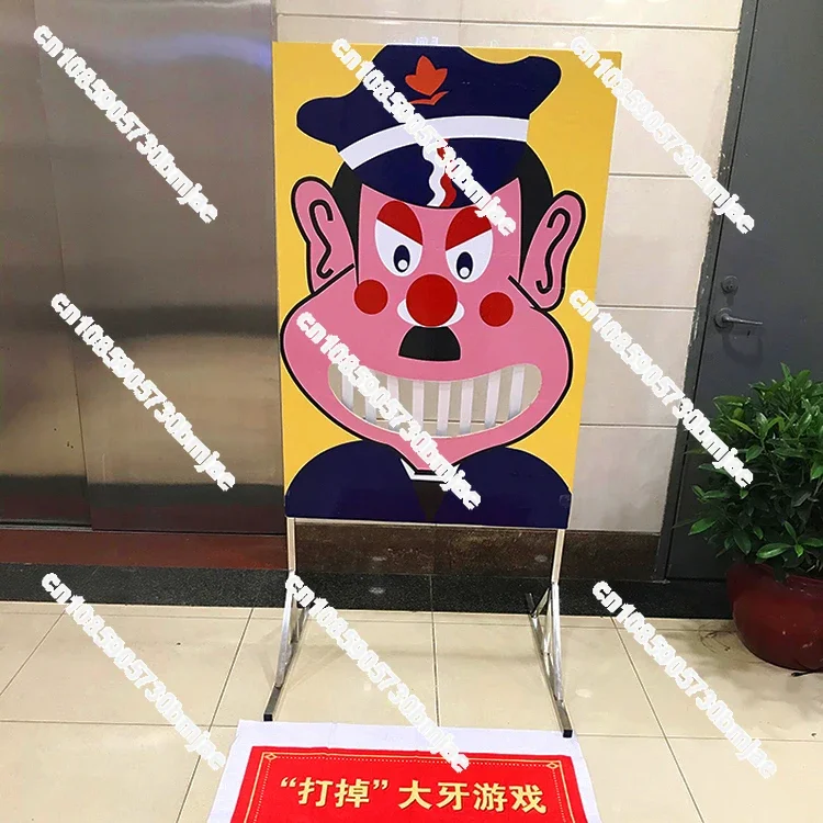 Promotional warm-up props, laughing off and smashing big teeth cartoon cow night market stall equipment, children's sensory toys