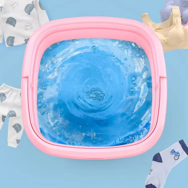 المحمولة صغيرة قابلة للطي غسالة وعاء تنظيف المنزل غسل الملابس الداخلية جورب زر اللمس مع وظيفة الجفاف للسفر