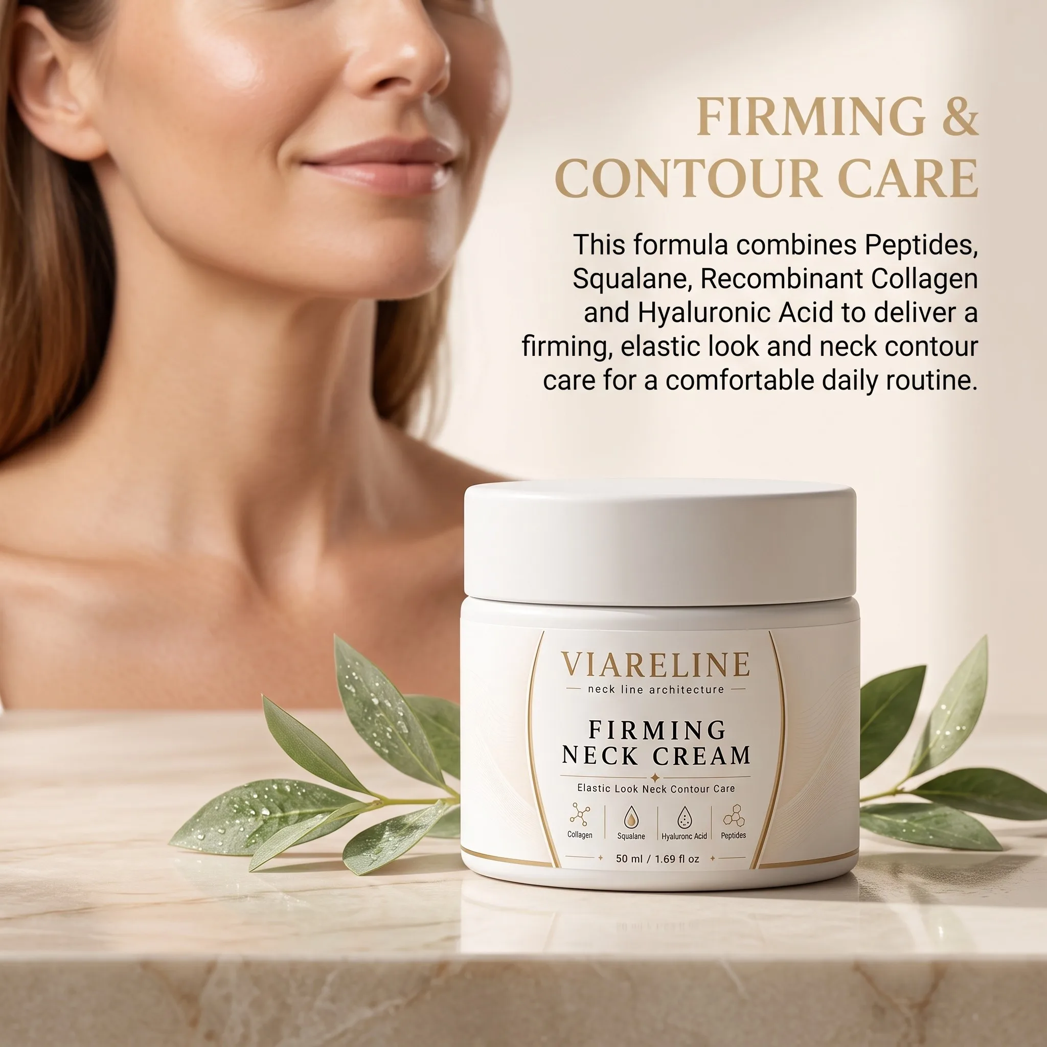 Multi-Peptide Neck Firming Cream Anti Aging Wrinkle Moisturizer Smooth Neck Lines Boost Elasticity Tighten Crepey Neck Skin Care