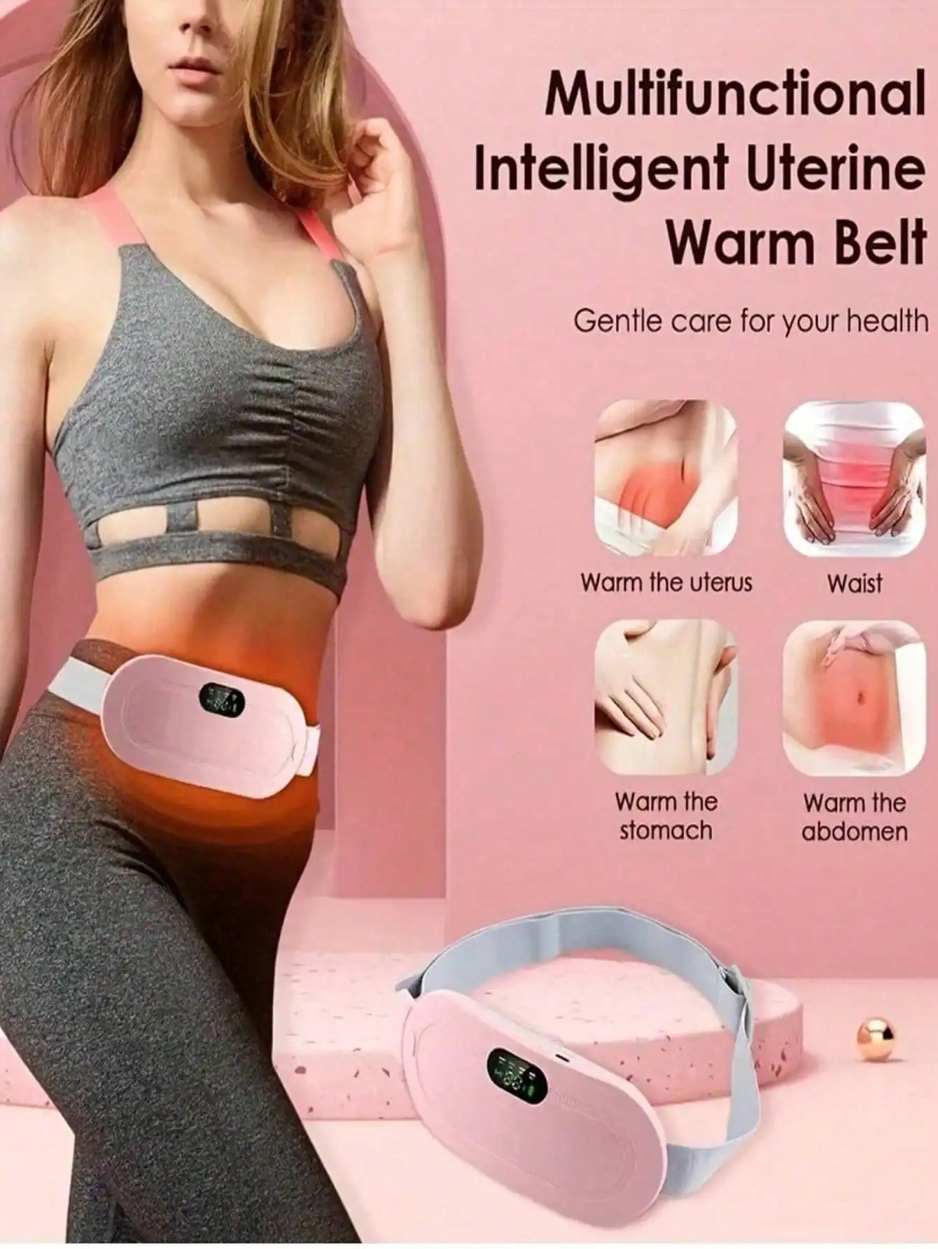 

USB Menstrual Uterine Warmth Belt Female Abdominal Heating Pad Vibration Abdominal and Waist Massager Bracket