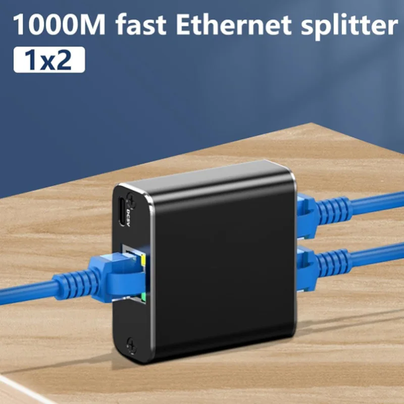 Gigabit Ethernet Splitter 1 to 2 1000Mbps RJ45 LAN Internet Splitter for Computer/Hub/Switch/Router/Set-Top Box/Digital TV