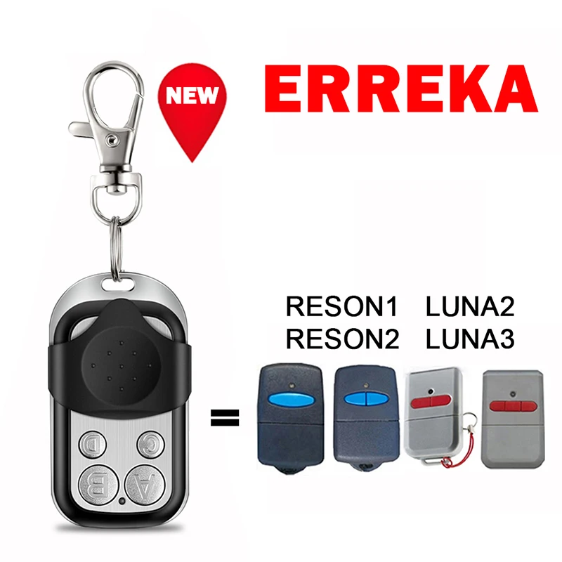 

For ERREKA RESON1 RESON2 LUNA2 LUNA3 Garage Door Remote Control 433MHz Fixed Code Hand Transmitter Remote Control Cloning