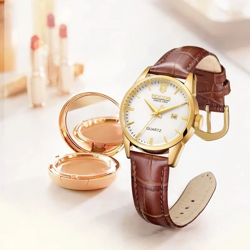 ROCOS Fashion Women's Quartz Watch Quartz movement Women  Luxury Watches Top Brand  Simple Classic Dress WristWatches R0101L