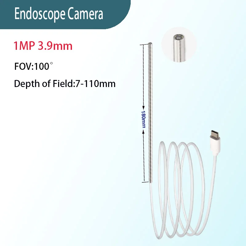 3.9mm 720P Endoscope Automotive Boroscope Inspection Device Camera For Android Mobile 1.5m Type-C soft cable endoscope camera