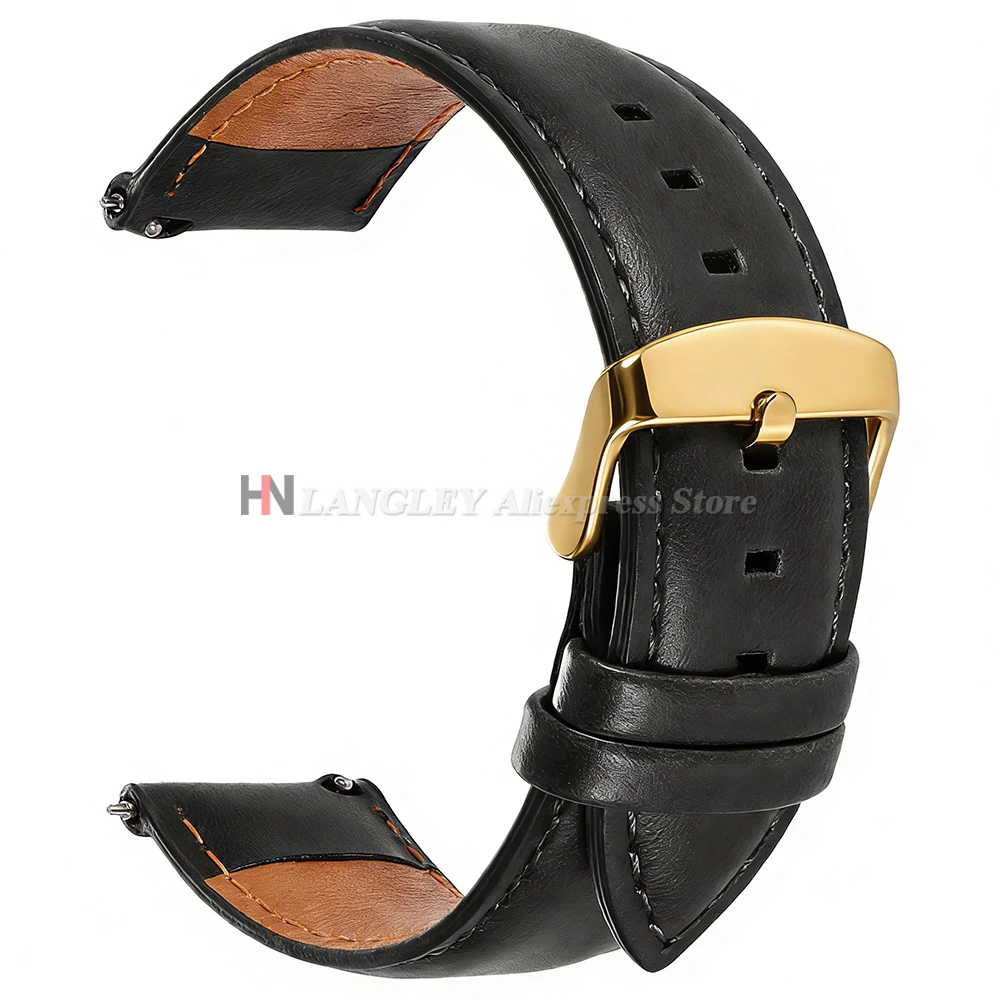 Quick Release Echt Koeienhuid Lederen Horlogeband Strap 18mm 20mm 22mm voor DW voor Omega Zwart bruin Rode Pin Gesp Horloge Accessoire