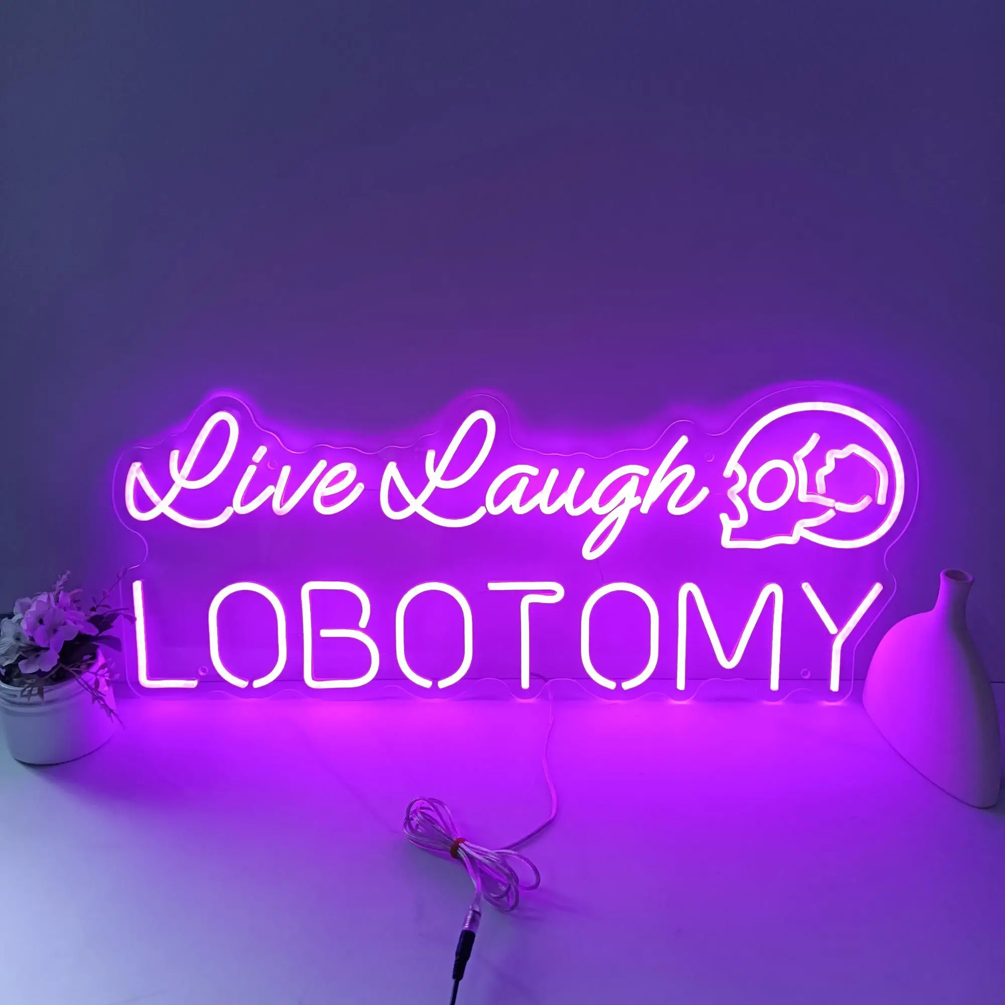 

Live Laughter Lobotomy Neon Custom Personalized Gift Funny Wall Decor Teens Boys Bedroom Game Room Home Decor Dimmable Sign