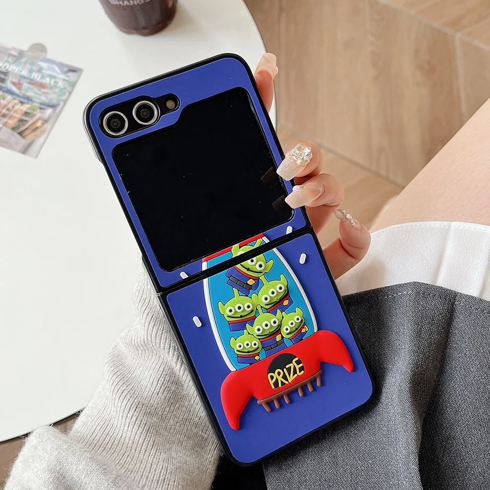 Cartoon Disney Toy Story Alien Phone Case for Samsung Galaxy Z Flip 4 5 Z Fold 5 5G PC Hard Anti-fall Silica Gel Back Cover Gift