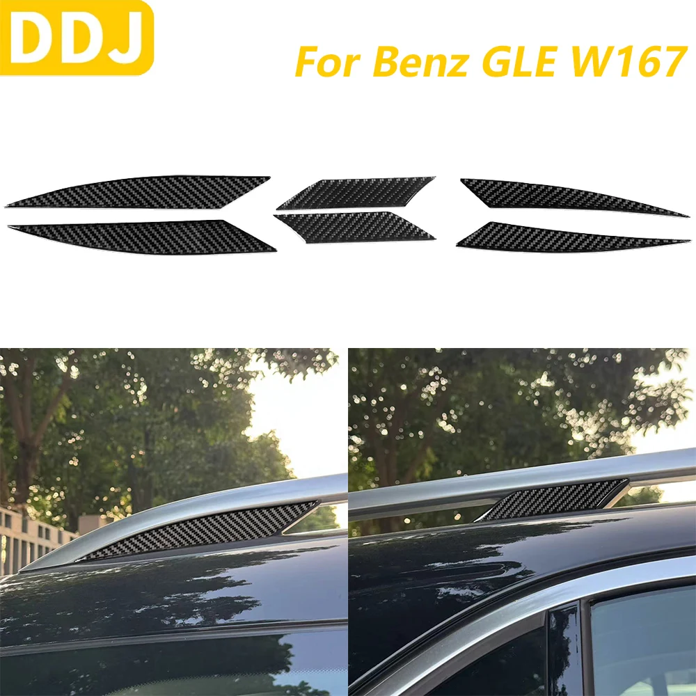 

Для Mercedes-Benz W167 GLE 300 350 400 450 2019-2024 автомобильные аксессуары из углеродного волокна, внешняя крышка багажника на крышу, наклейка