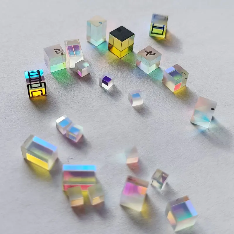 50pcs Small Beautiful Prism Color Dichroic Glass Cube Optical Glass DIY jewelry decoration
