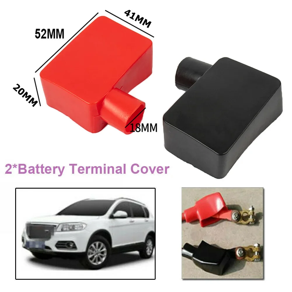 2pcs Black Red Car Battery Terminal Insulator Wire Connectors Cap Cover For Most Vehicles Heat Insulation Dustproof Safe Use