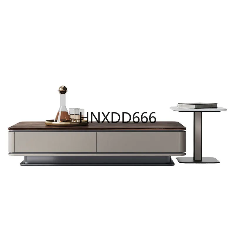 

Light luxury walnut rectangular coffee table high-end living room home