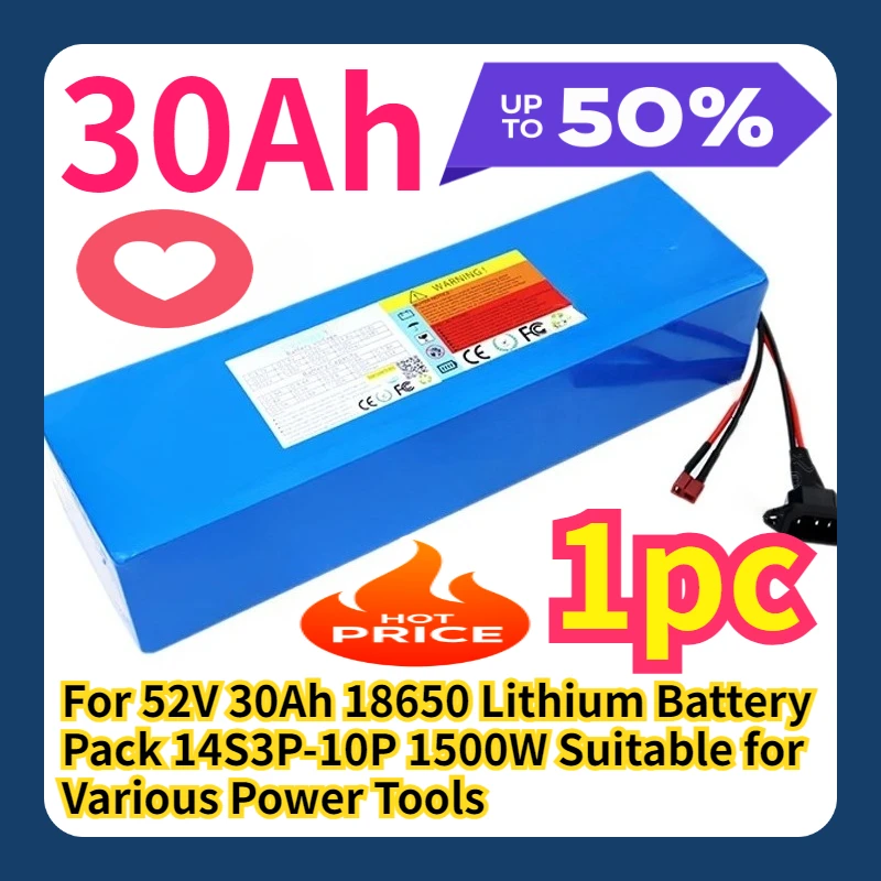 For 52V 30Ah 18650 Lithium Battery Pack 14S3P-10P 1500W Suitable for Various Power Tools