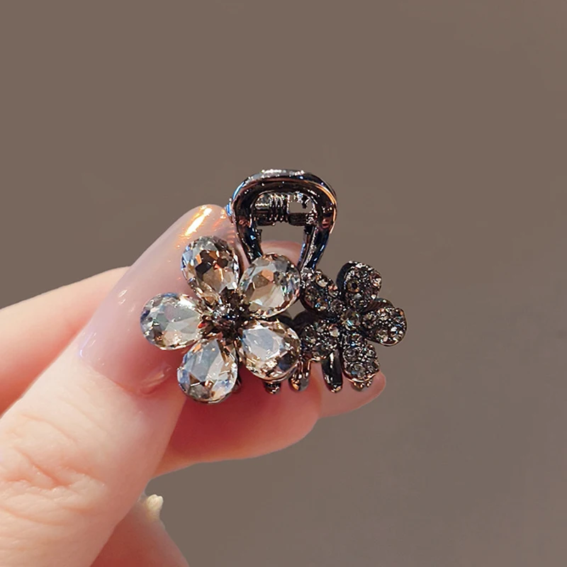 High-end Crystal Flower Hair Clip Small Exquisite Side Clip Princess Head Clip Sweet Female Hair Slide