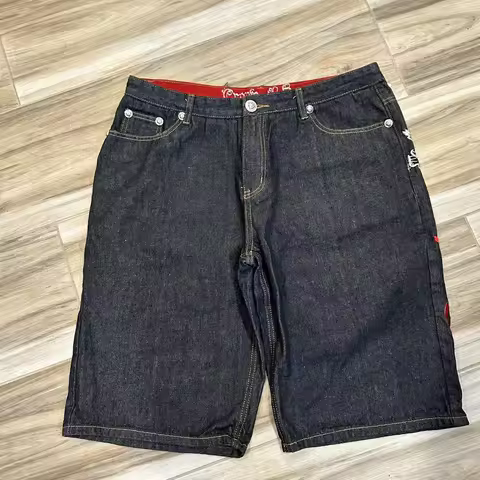 Y2K Fashion Trend New Vintage Blue Sequined Jeans Shorts Women Harajuku Hip Hop Goth Casual Joker Spice Girls Streetwear