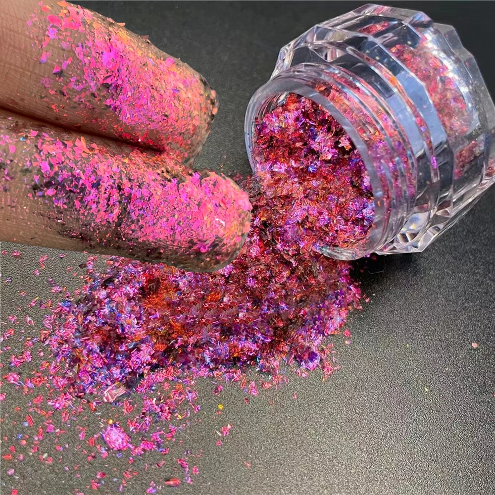 Unicorn Chameleon Aurora Nail Glitter Powder Colorful Magic Mirror Nail Pigment Flakes Powder Broken Yuki Aurora Chameleon Dust