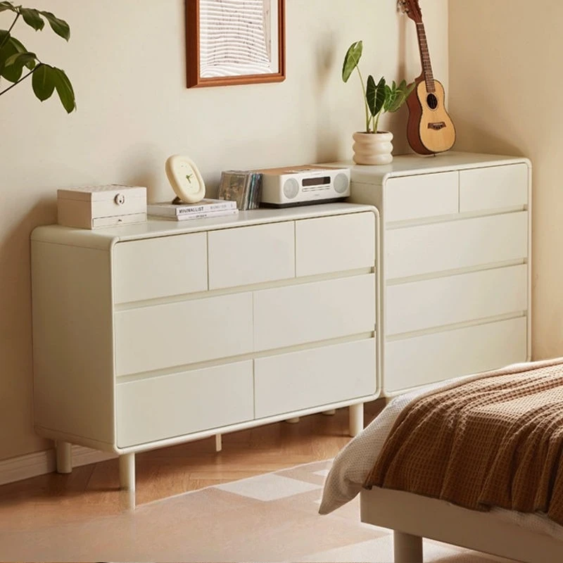 

Solid wood chest bedroom modern simple locker cream wind storage cabinet living room makeup table ins wind bed tail cabinet