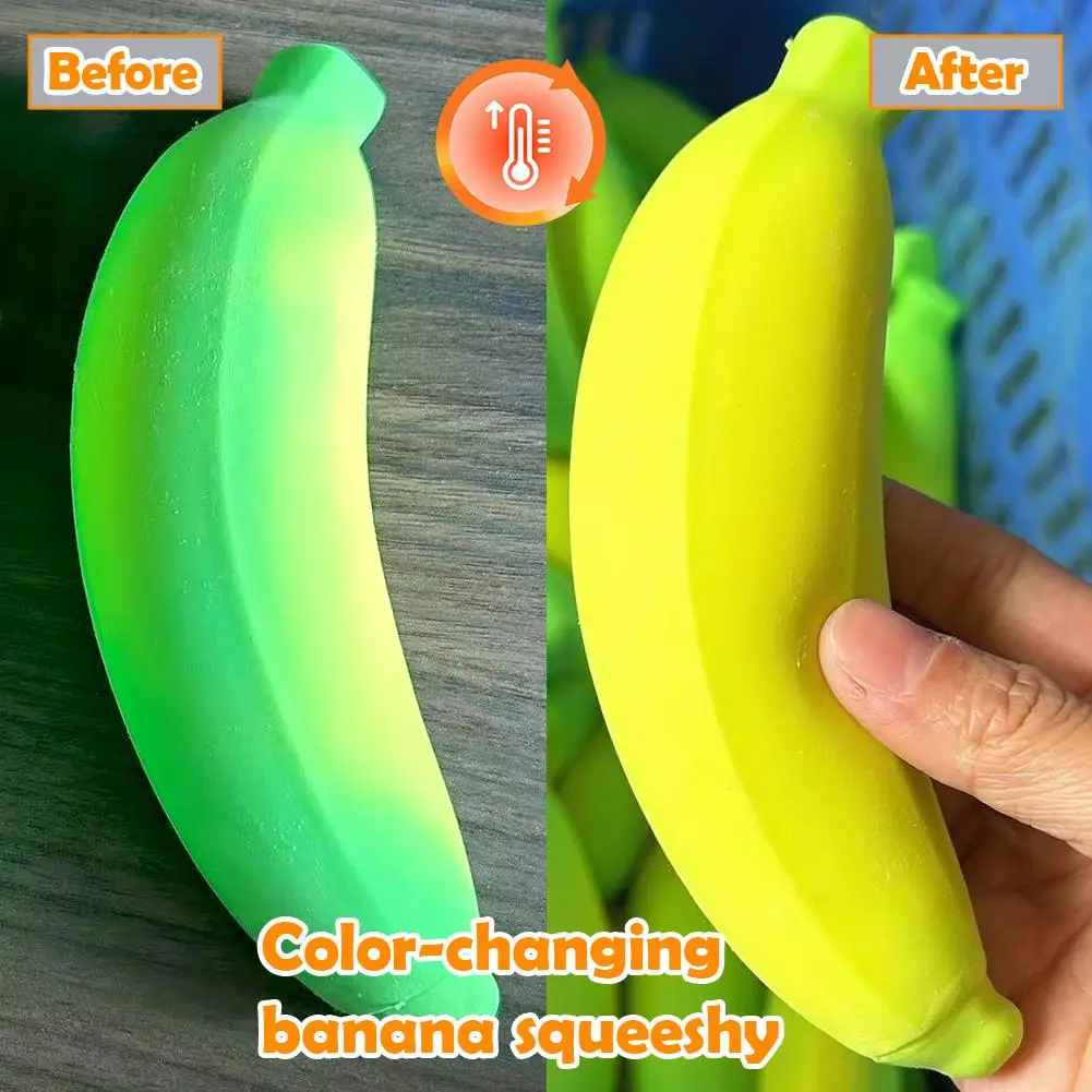 Color-Changing Banana Squishy Toy Anti-Anxiety Fidget Toy  Cute Slow Rebound Fruit Decompression Squeeze Toys Stress Relief Gift