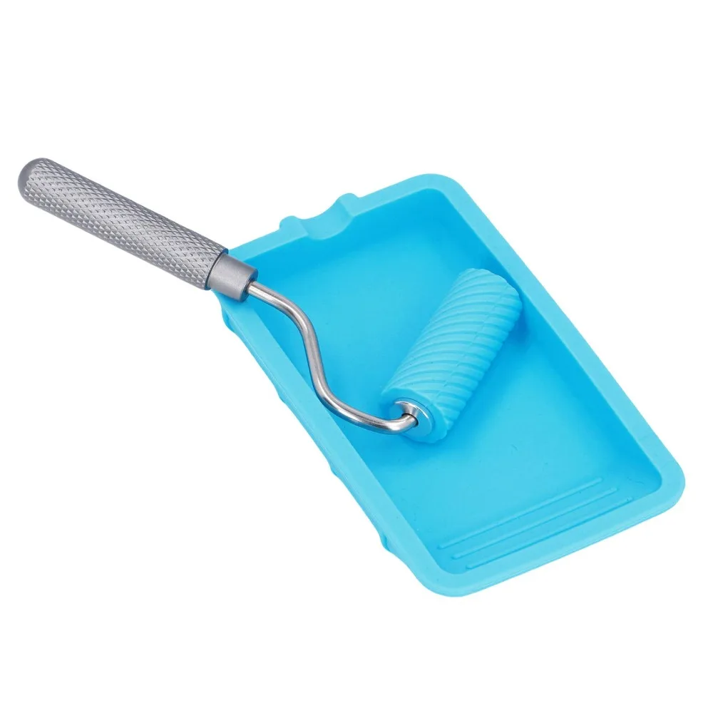 Reusable Silicone Paint Roller Professional Grade Soft Glue Roller with Tray With Tray Rubber Roller Kit Woodworking