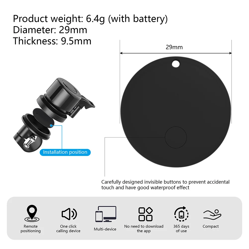 جهاز تتبع جرس الدراجة بنظام تحديد المواقع العالمي (GPS) لجهاز Apple AirTag Bike Mount GPS Tracker مضاد للسرقة، محدد موقع جرس الدراجة الكلاسيكي العالمي