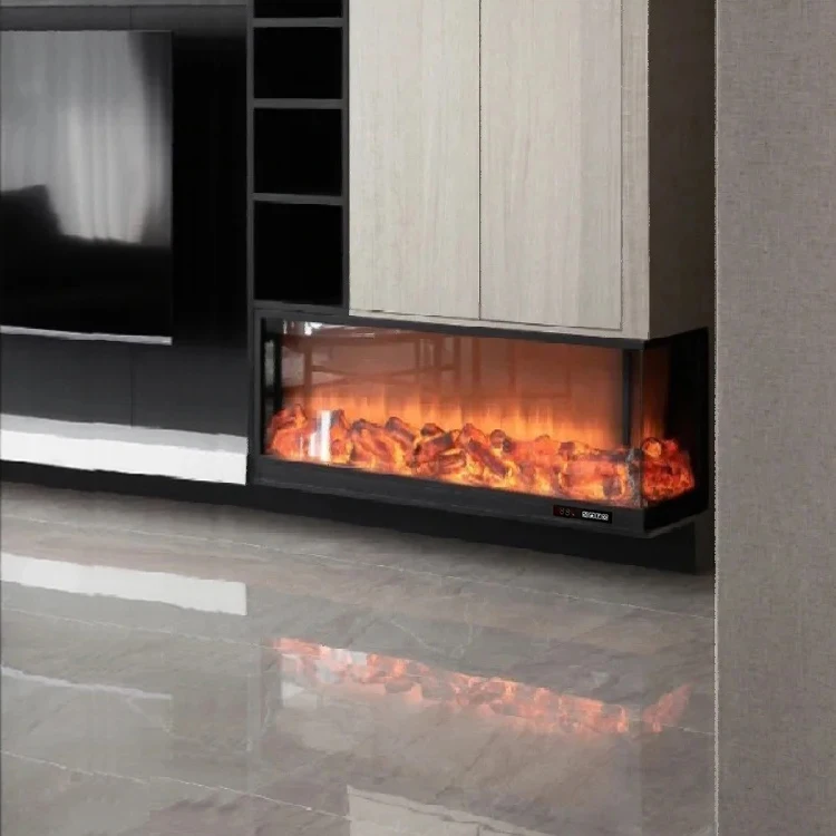 Three-sided Multifunctional Decorative Multi-flame Color-changing Heated With 6 Colors Led Light Electronic Fireplace