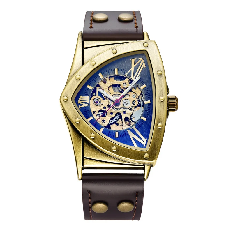 Free Shipping OUTLETSNew Productshenhua European and American Fashion Hollowed-out Triangle Bronze Retro Automatic Mechanical Wa