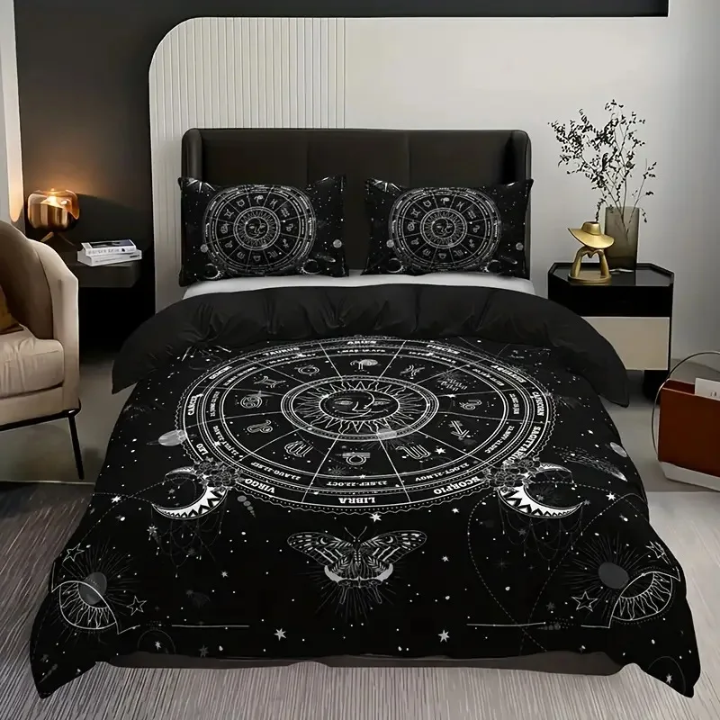 

Boho Sun And Moon Duvet Cover Set Black White Floral Bedding Set Bohemian Exotic Comforter Covers Queen Bedroom Decor All Season