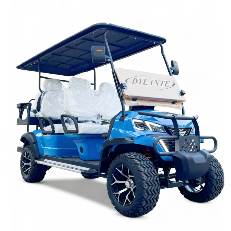 سعر المصنع سعر الخصم 60 فولت نمط حصري عربة جولف كهربائية مع حامل حقيبة جولف 4 + 2 مقعد سيارة صيد صغيرة متعددة الأغراض